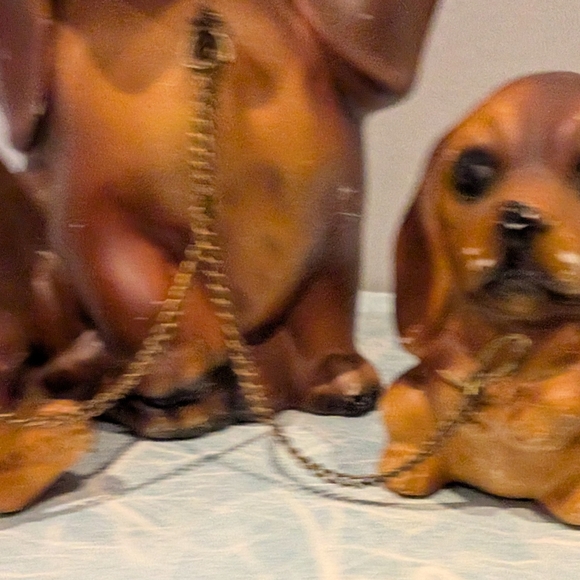 Charming Brown Bassett Dog Figurine Set - Picture 3 of 7